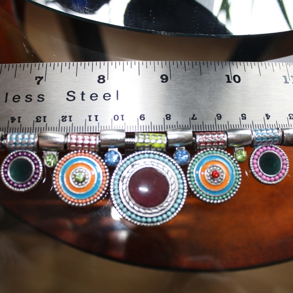 BOHO MULTI-COLORED W/RHINESTONES NECKLACE - Picture 5 of 5
